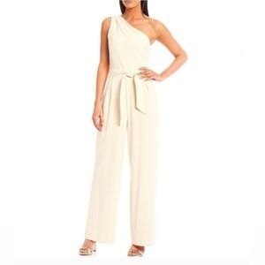 Antonio Melani White‎ One Shoulder Tie Waist Carlos Jumpsuit Classic Timeless